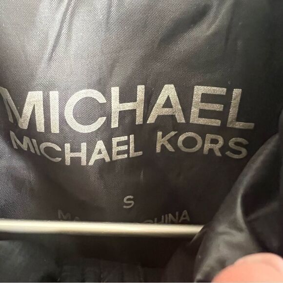 Michael Kors Jacket Coat Womens Small Black Quilted Neoprene Zip Up MK Logo - Picture 7 of 9
